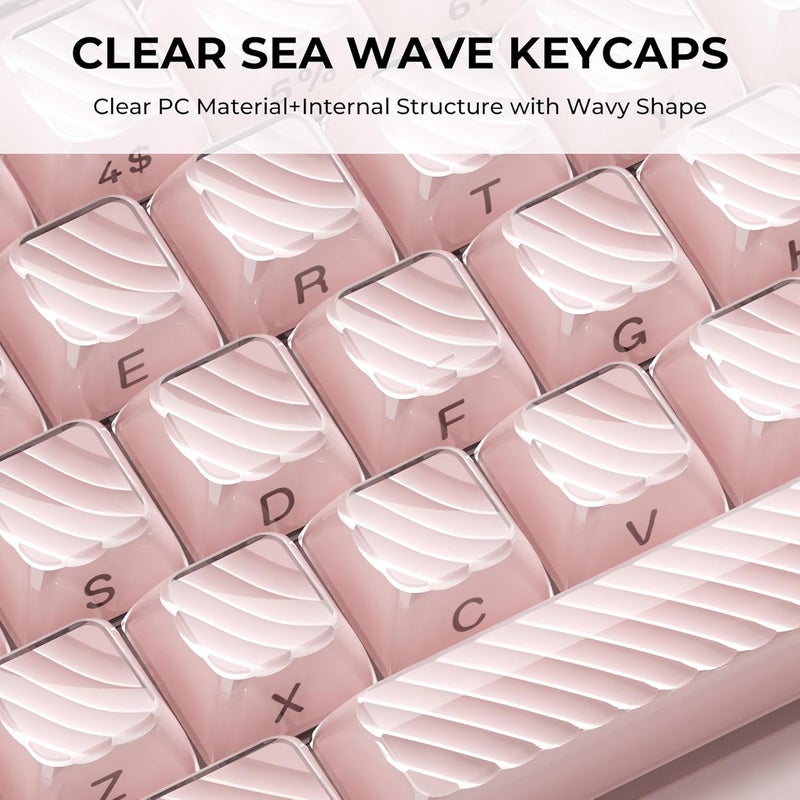 HITIME XVX Keycaps, Cute Pink Crystal Jelly Keycaps 75 65 60 100 Percent, Custom Side Printed Key caps for ANSI/ISO Layout 61/68/84/87/98/104 Gaming Mechanical Keyboard, OEM Profile 136 Keys - Image 3